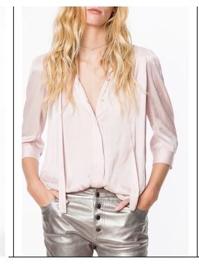 Zadig & Voltaire Chemise Touch Satin Blouse Pink Small
